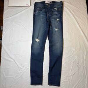 Hollister Women Jeans Blue Distressed Skinny Fit Size 25Wx31L